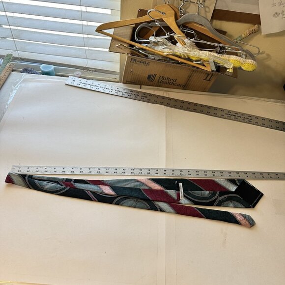 Hand Painted Silk Neck Tie By Robert Daskal Aoko Geometric Necktie Mens Artisan - Picture 4 of 4